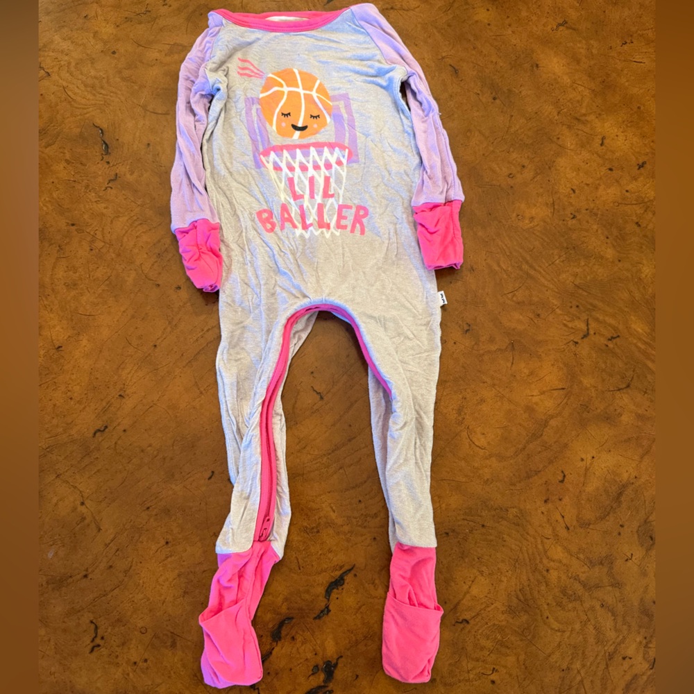 Gray and Pink lil Baller Onesie little sleepies